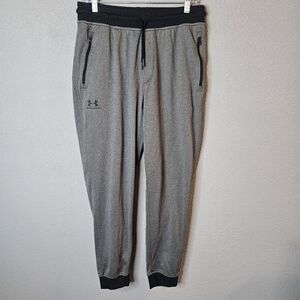 Under Armour Joggers Mens L Gray‎ Loose Drawstring Zip Pocket Coldgear Sweatpant